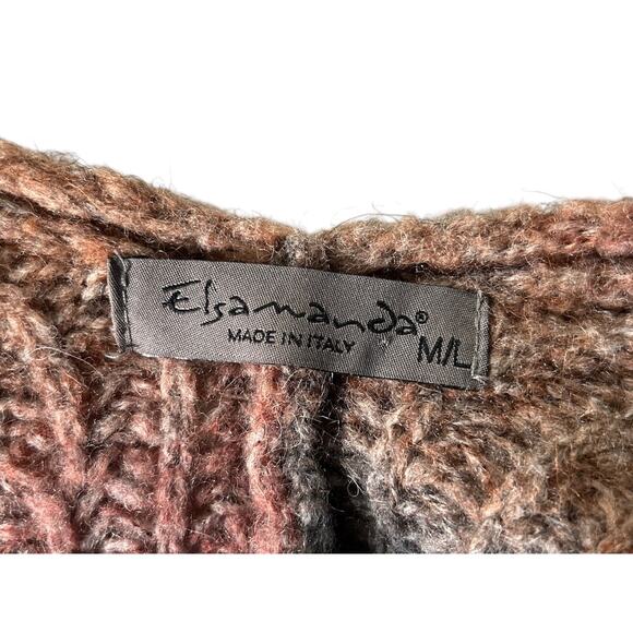 Elsamanda Size M/L Wool Alpaca Blend Chunky Knit Open Cardigan Sweater Italian - Picture 7 of 8
